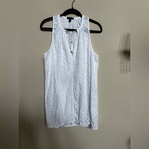 J. Crew White Sleeveless Blouse with Subtle Pattern